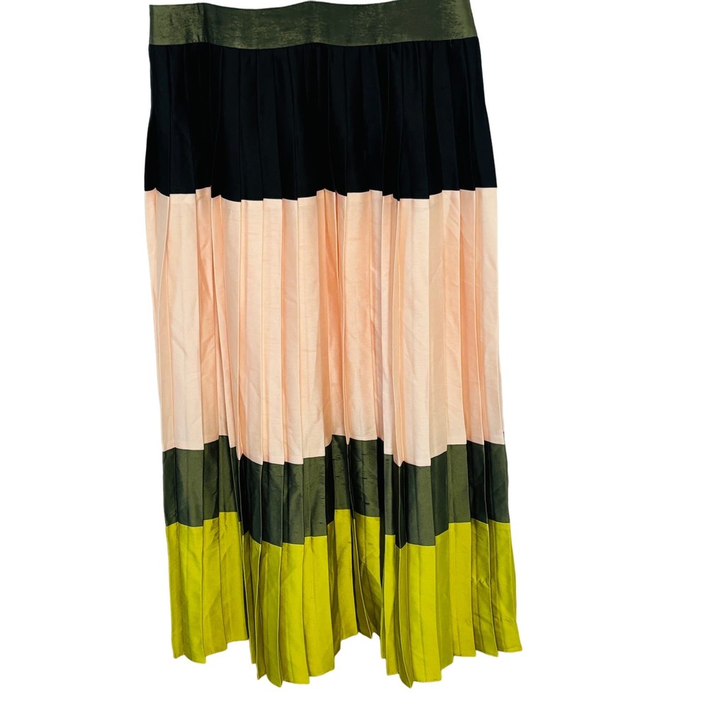 NWT Banana Republic Colorblock Pleated Midi Dress Citron Mix Size 4 - Picture 5 of 10